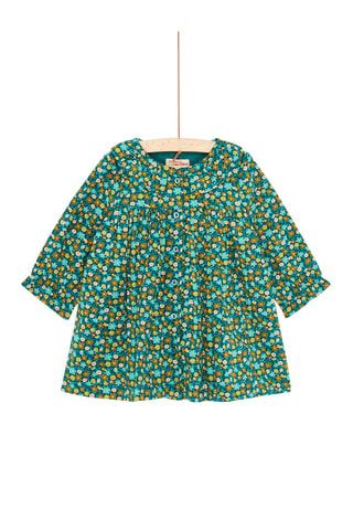 Vestido con estampado floral para bebé niña - Azul