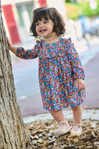 Vestido con estampado floral - Dorado