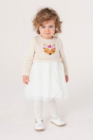 Vestido efecto doble prenda - Crudo