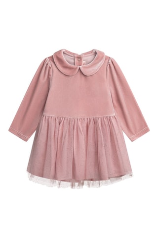 Vestido bimateria - Rosa empolvado