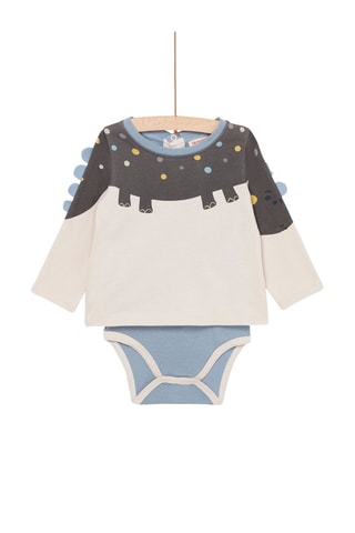 Body efecto doble prenda - Crudo y antracita