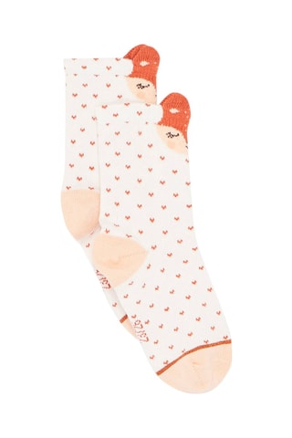 Calcetines con estampado de lunares y estampado de zorros para bebé niña - Beige