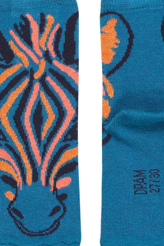 Calcetines con estampado de cebra - Azul