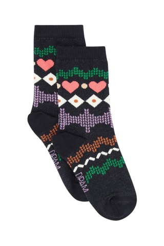 Calcetines con estampado jacquard para niña - Negro