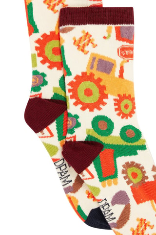 Calcetines con estampado de tractor para niño - Beige