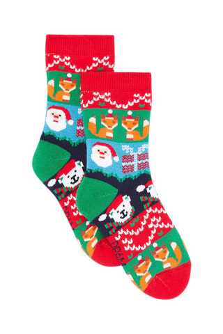 Calcetines con estampado de Navidad para niño - Rojo