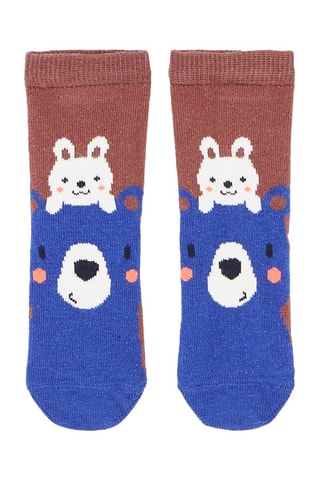 Calcetines con estampado de conejo y oso para bebé niño - Marrón