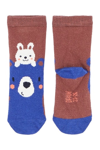 Calcetines con estampado de conejo y oso para bebé niño - Marrón