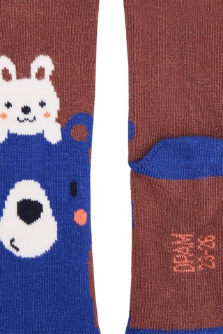 Calcetines con estampado de conejo y oso para bebé niño - Marrón