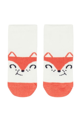 Calcetines con estampado de zorro - Beige