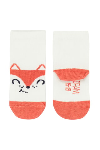 Calcetines con estampado de zorro - Beige
