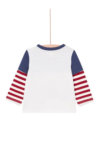 Camiseta efecto doble prenda - Crudo y azul