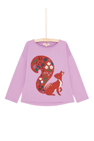 Camiseta con estampado de ardilla para niña - Violeta
