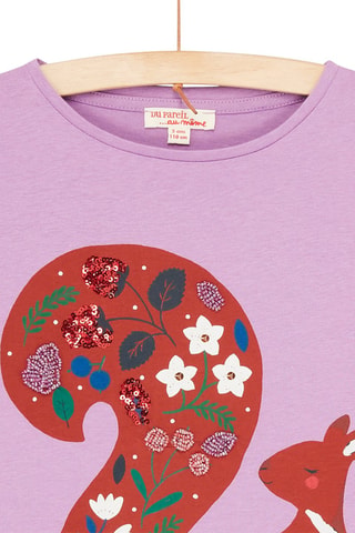 Camiseta con estampado de ardilla para niña - Violeta