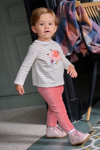Camiseta con estampado de rayas - Beige