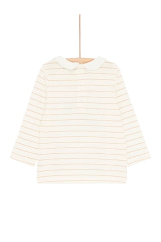 Camiseta con estampado de rayas - Beige