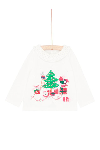 Camiseta de manga larga de Navidad para bebé niña - Beige
