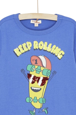 Camiseta con dibujo de skate - Azul