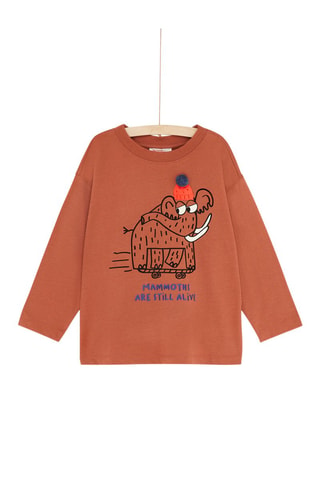 Camiseta con estampado mamut - Marrón