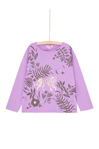 Camiseta con estampado de tigre para niña - Violeta