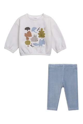 Sudadera y leggings de terciopelo - Blanco y azul claro