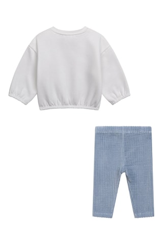Sudadera y leggings de terciopelo - Blanco y azul claro