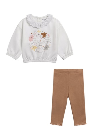Sudadera y leggings - Blanco y marrón
