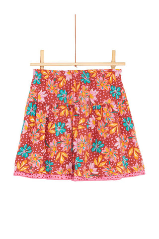 Falda reversible con volantes y con estampado floral para niña - Rosa