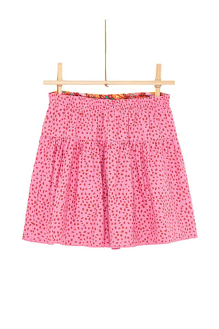 Falda reversible con volantes y con estampado floral para niña - Rosa
