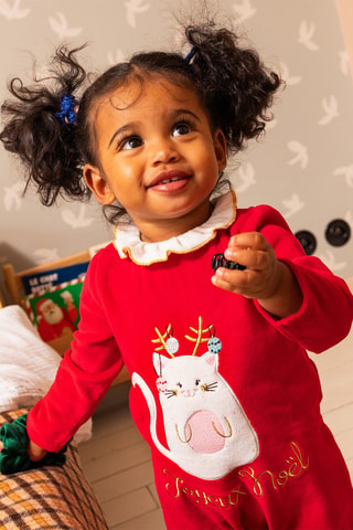 Pelele de Navidad para bebé niña - Rojo