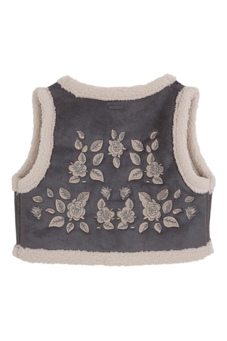 Dubbelzijdig mouwloos vest - Donkergrijs en beige - Beige en grijs