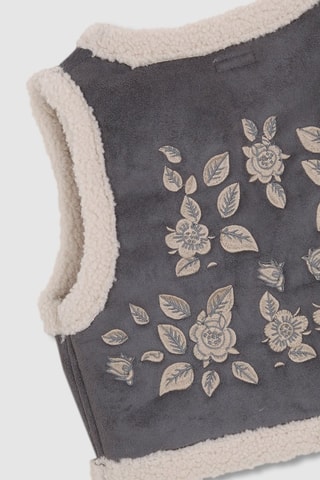 Dubbelzijdig mouwloos vest - Donkergrijs en beige - Beige en grijs