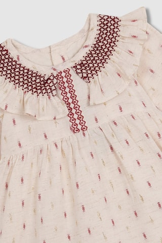 Jurk en Bloomer - Ecru - Wit en rood