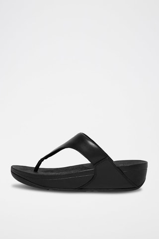 Tongs compensées en cuir Lulu TM Leather - Noir