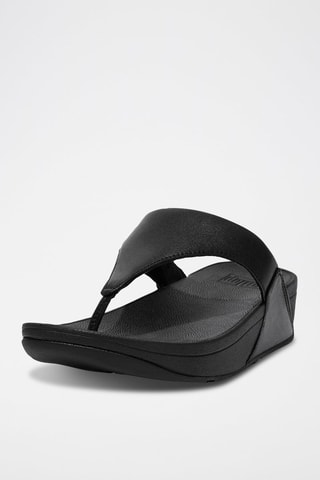 Tongs compensées en cuir Lulu TM Leather - Noir