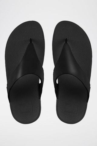 Tongs compensées en cuir Lulu TM Leather - Noir