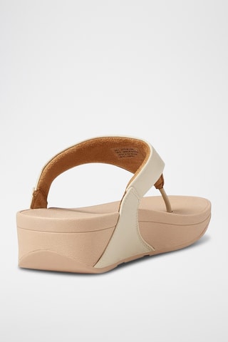 Tongs compensées en cuir Lulu Leather - Beige