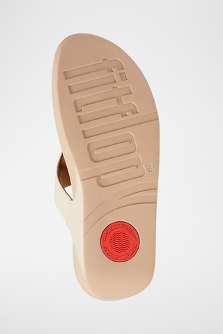 Tongs compensées en cuir Lulu Leather - Beige