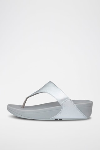 Tongs compensées en cuir Lulu - Argenté