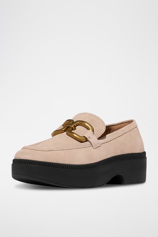 Nubuck Mocassins met Hak Microwobbleboard - Roze
