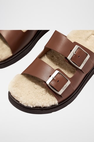 Mules plateformes fourrées en cuir Microwobbleboard - Marron