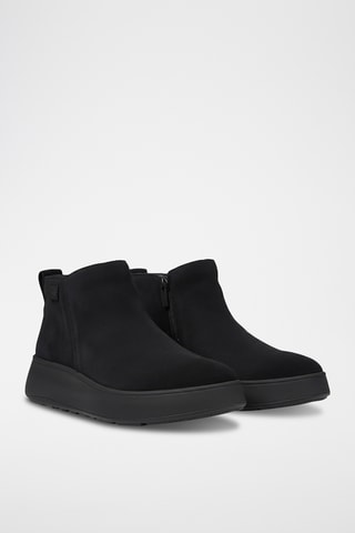 Platform Leren Enkellaarzen F-Mode Suede Flatform - Zwart