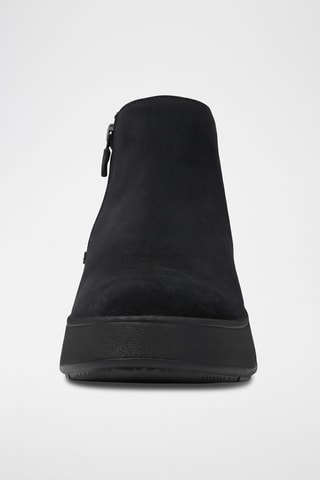 Platform Leren Enkellaarzen F-Mode Suede Flatform - Zwart