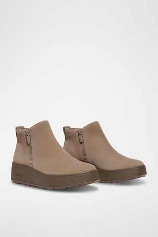 Platform Leren Enkellaarzen F-Mode Suede Flatform - Bruin