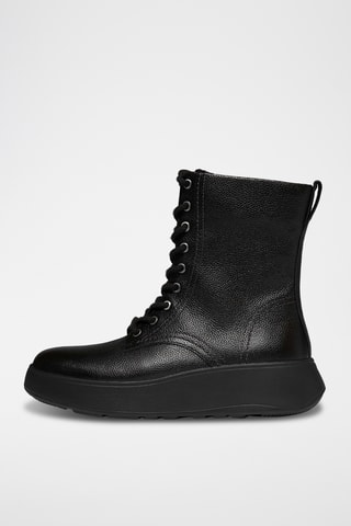 Platform Leren Boots F-Mode Leather Lace-Up Flatform - Zwart