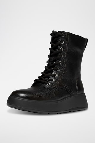 Platform Leren Boots F-Mode Leather Lace-Up Flatform - Zwart