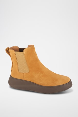 Leren Chelsea Boots F-Mode Suede Flatform - Lichtbruin