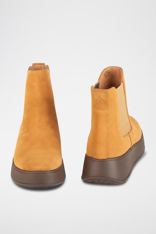 Leren Chelsea Boots F-Mode Suede Flatform - Lichtbruin