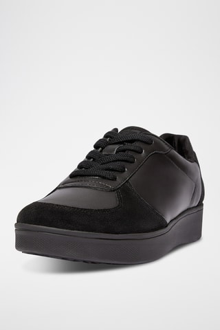 Platform Leren Sneakers Rally Leather/Suede Panel - Zwart