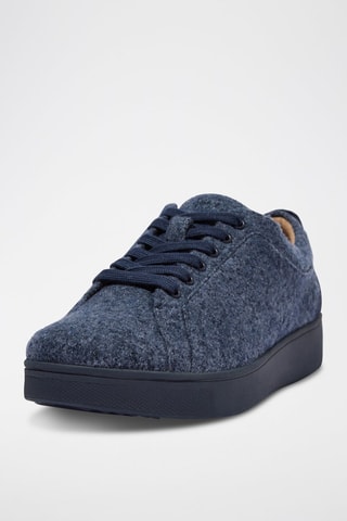 Leren en Wollen Sneakers Rally Marineblauw